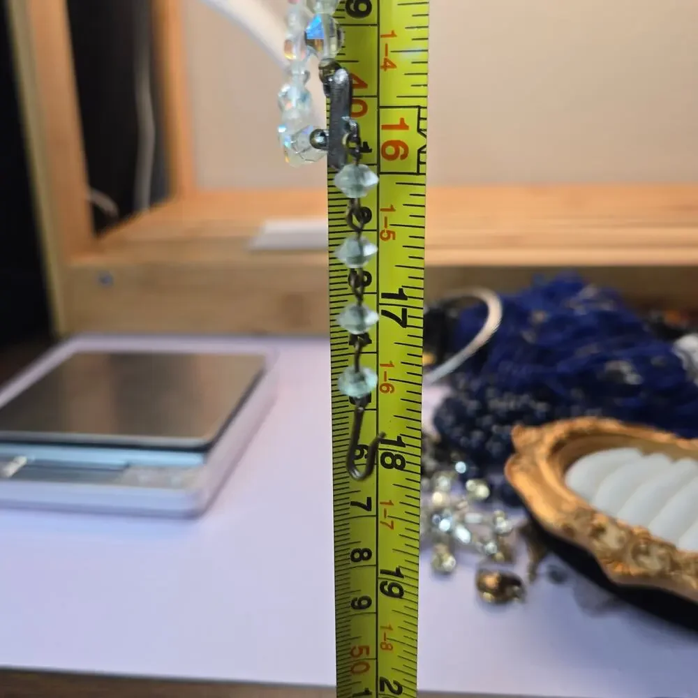 Vintage 1950s Aurora Borealis Crystal Double Strand Necklace Graduated Bead